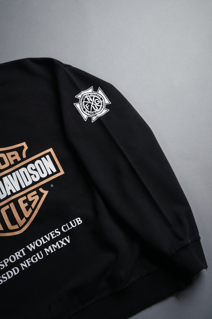 Our Clubs Grunge Destroyed Oversized London Crewneck in Black