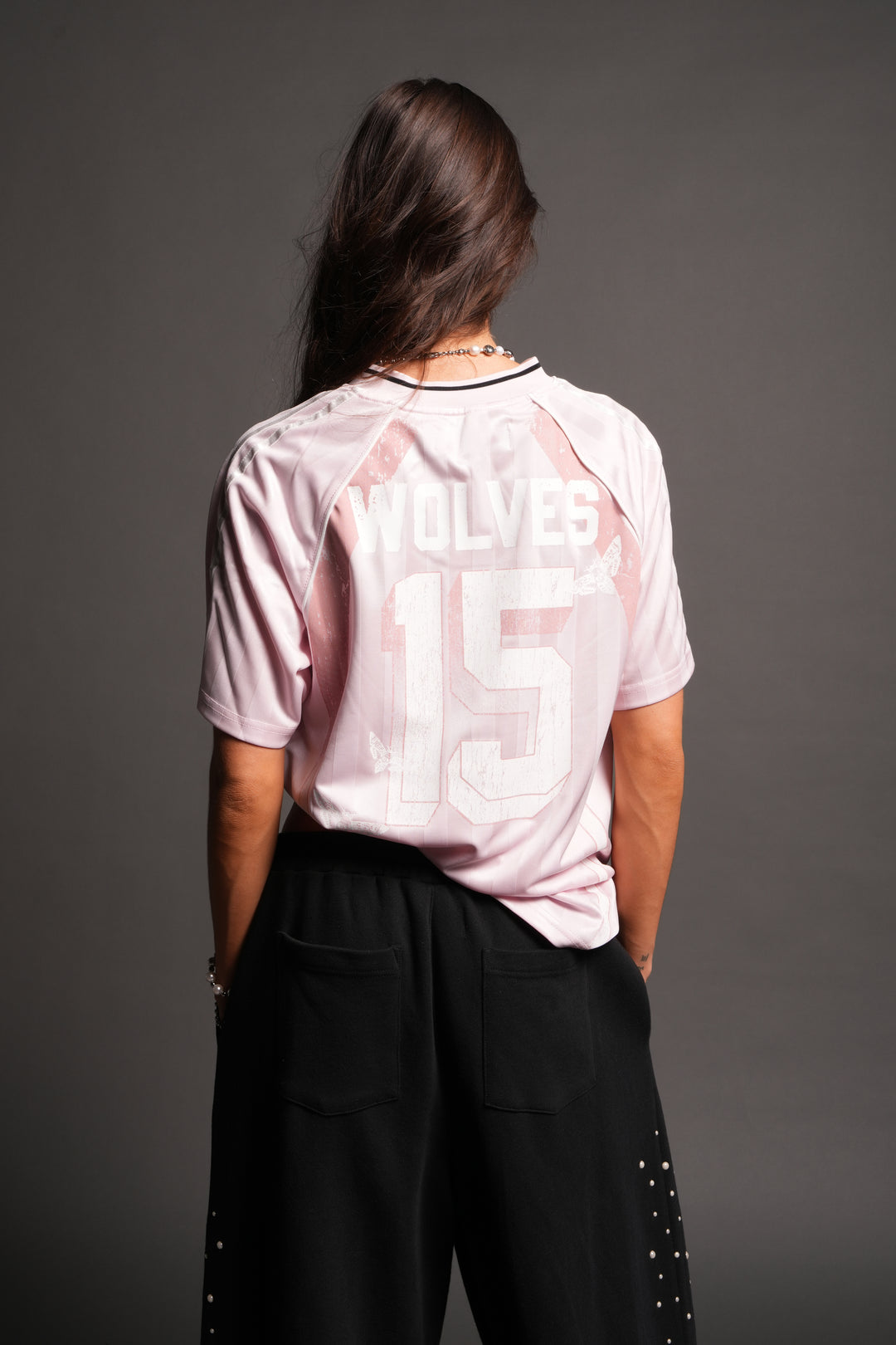 She Wolves Club She Oversized Soccer Jersey In Blush Pink