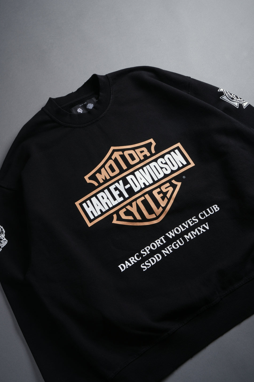 Our Clubs Grunge Destroyed Oversized London Crewneck in Black