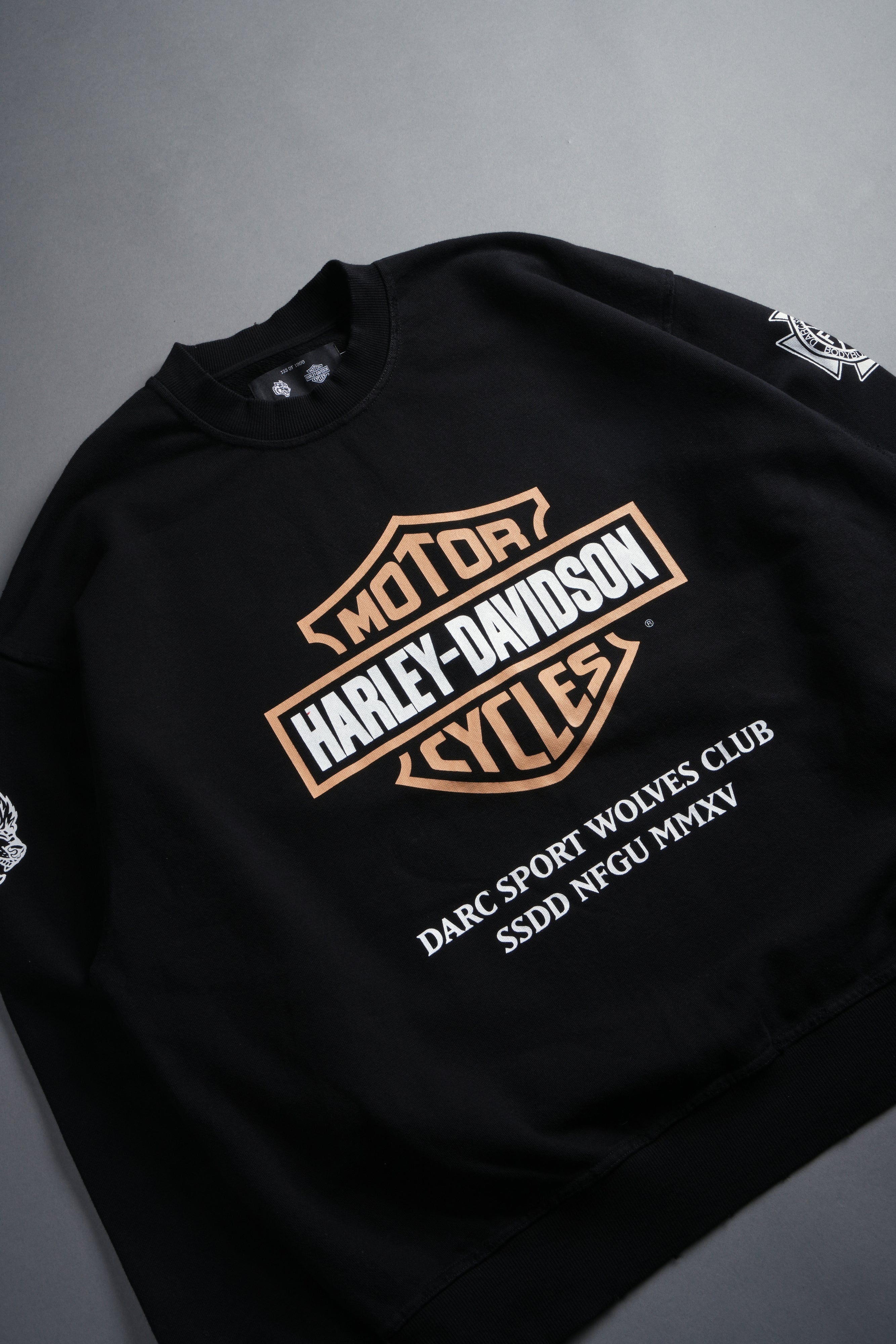 Our Clubs Grunge Destroyed Oversized London Crewneck in Black