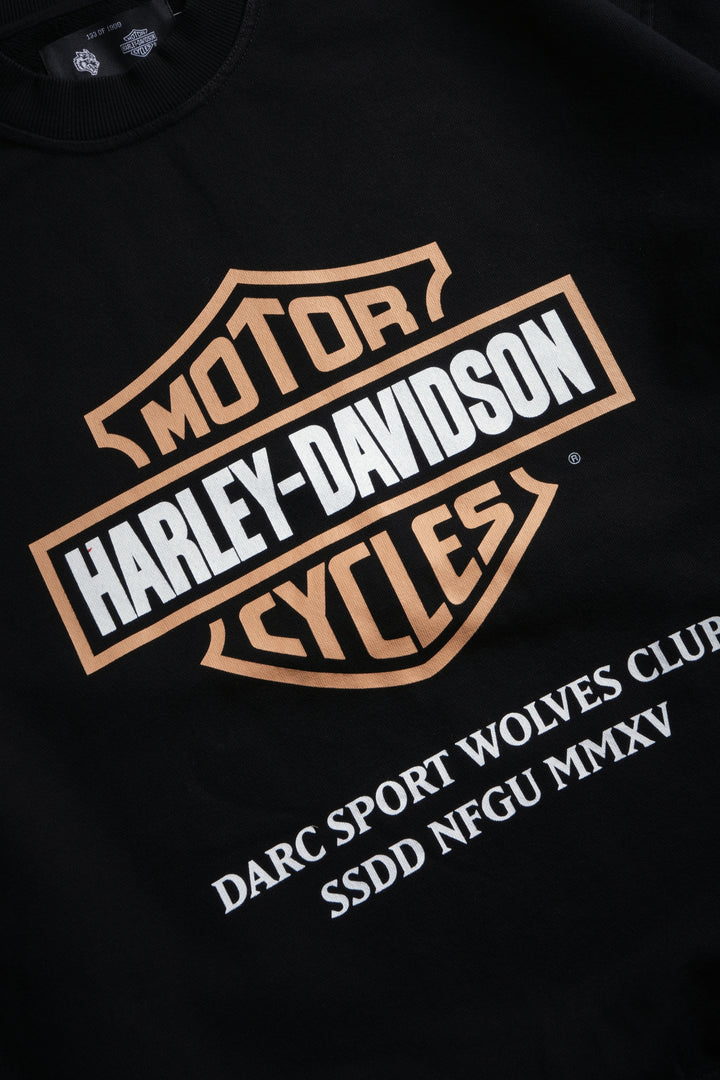 Our Clubs Grunge Destroyed Oversized London Crewneck in Black