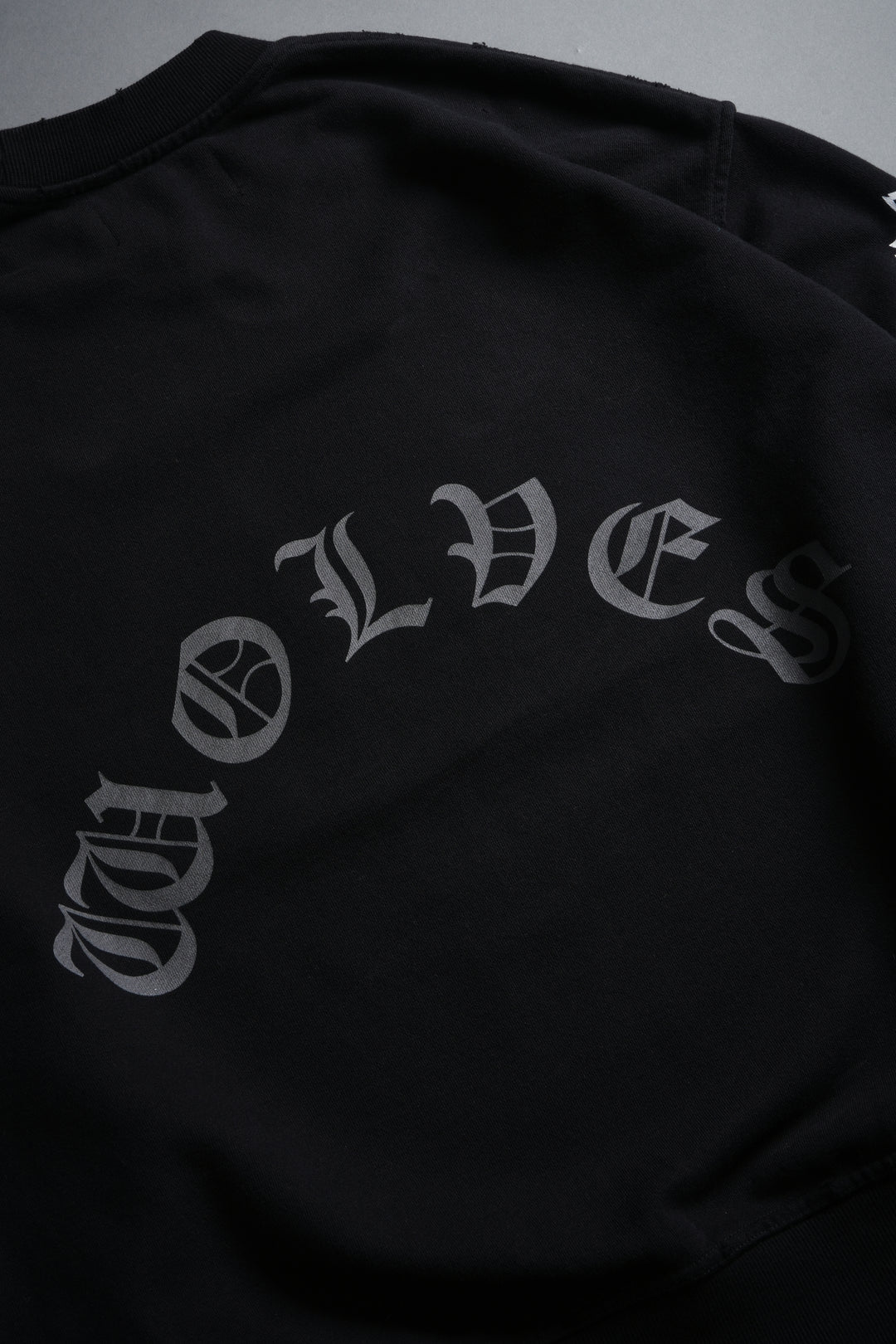 Our Clubs Grunge Destroyed Oversized London Crewneck in Black