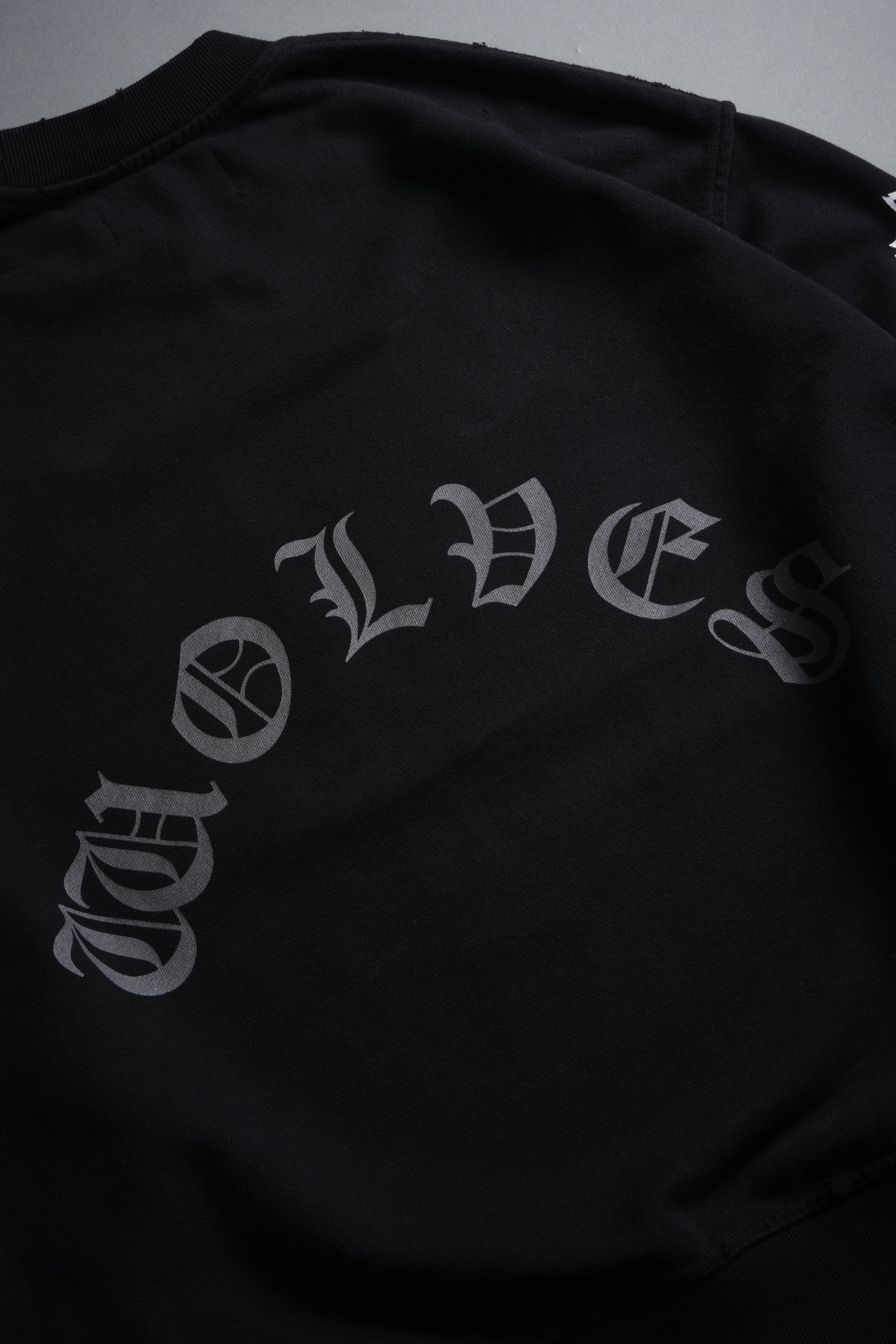 Our Clubs Grunge Destroyed Oversized London Crewneck in Black