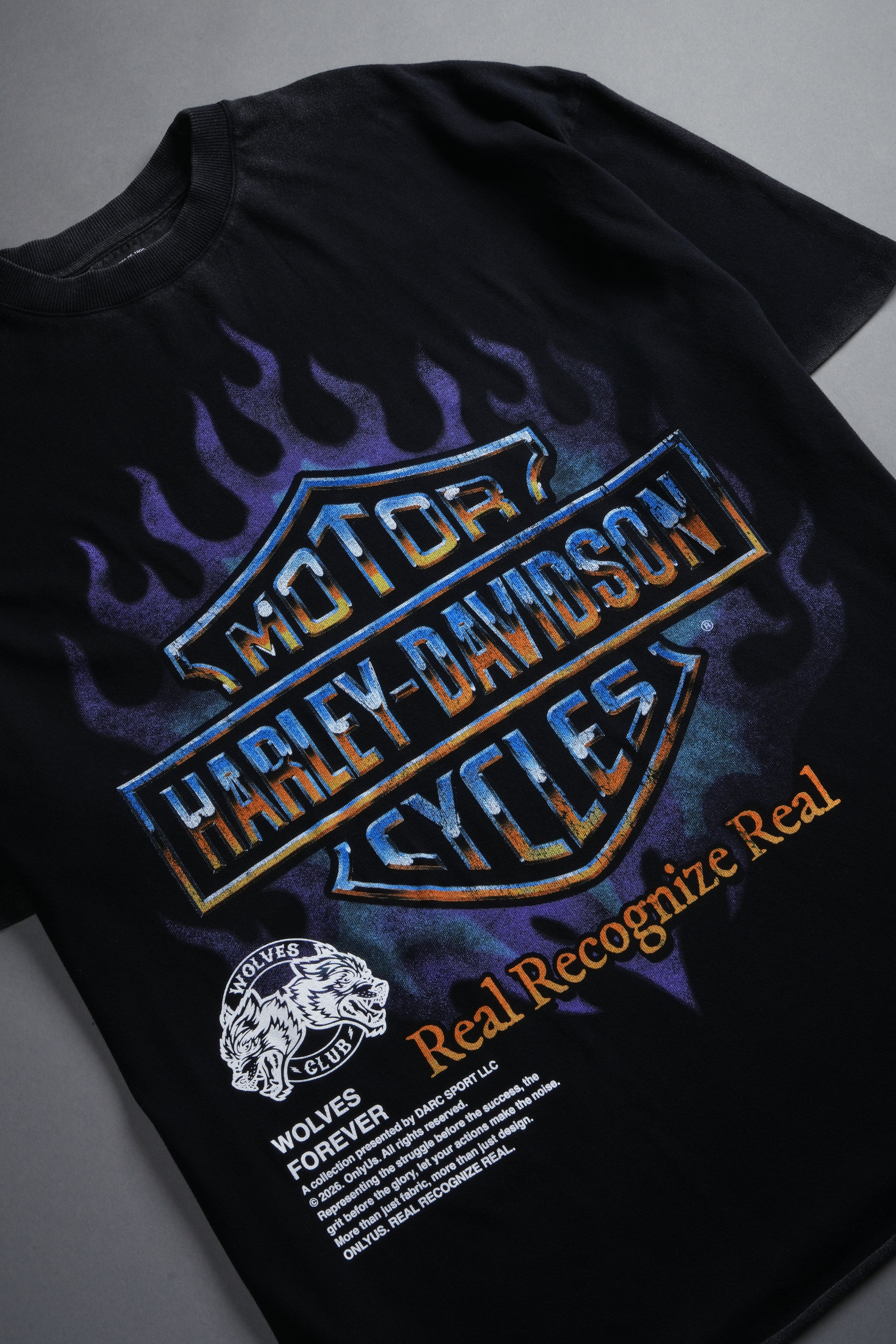 Iron Fire Raw Hem "Premium" Oversized Tee in Black