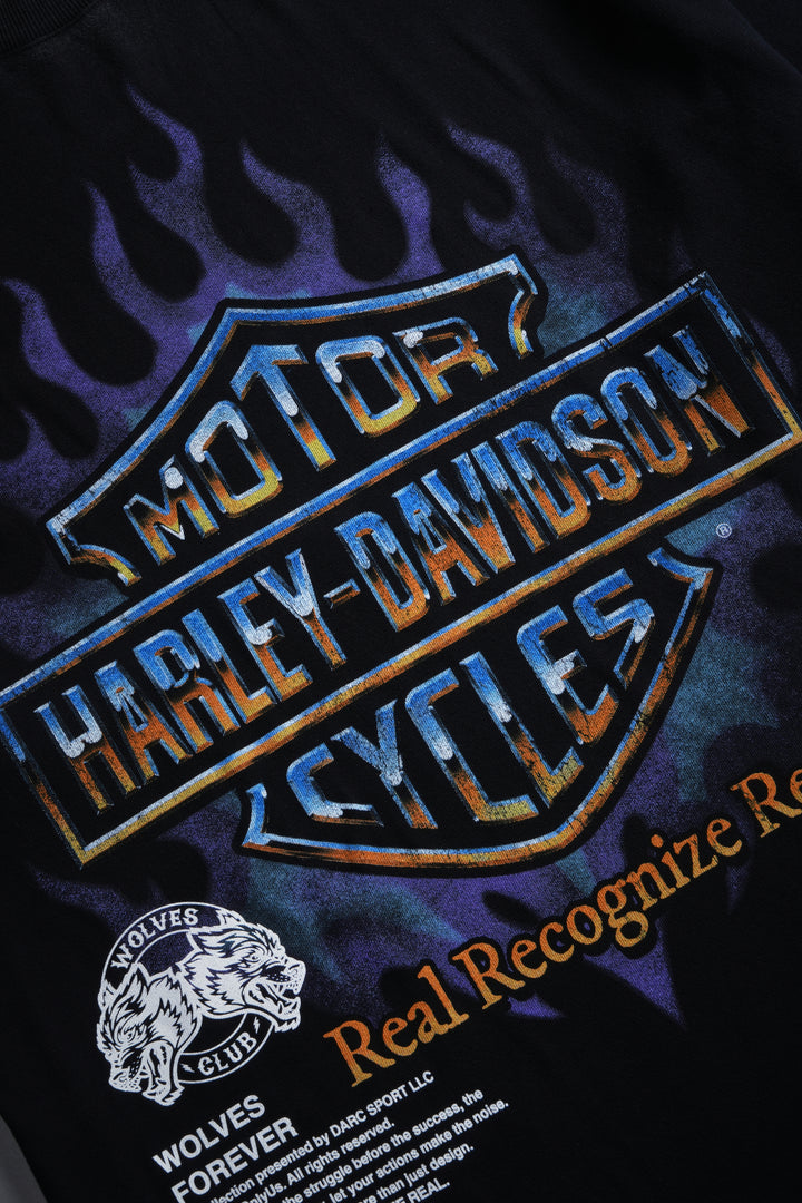 Iron Fire Raw Hem "Premium" Oversized Tee in Black