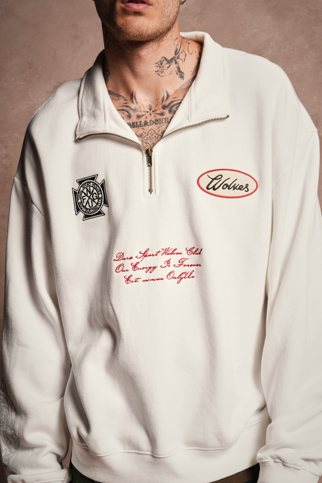 Written On Stone Duke 1/4 Zip Mock Neck in Cream