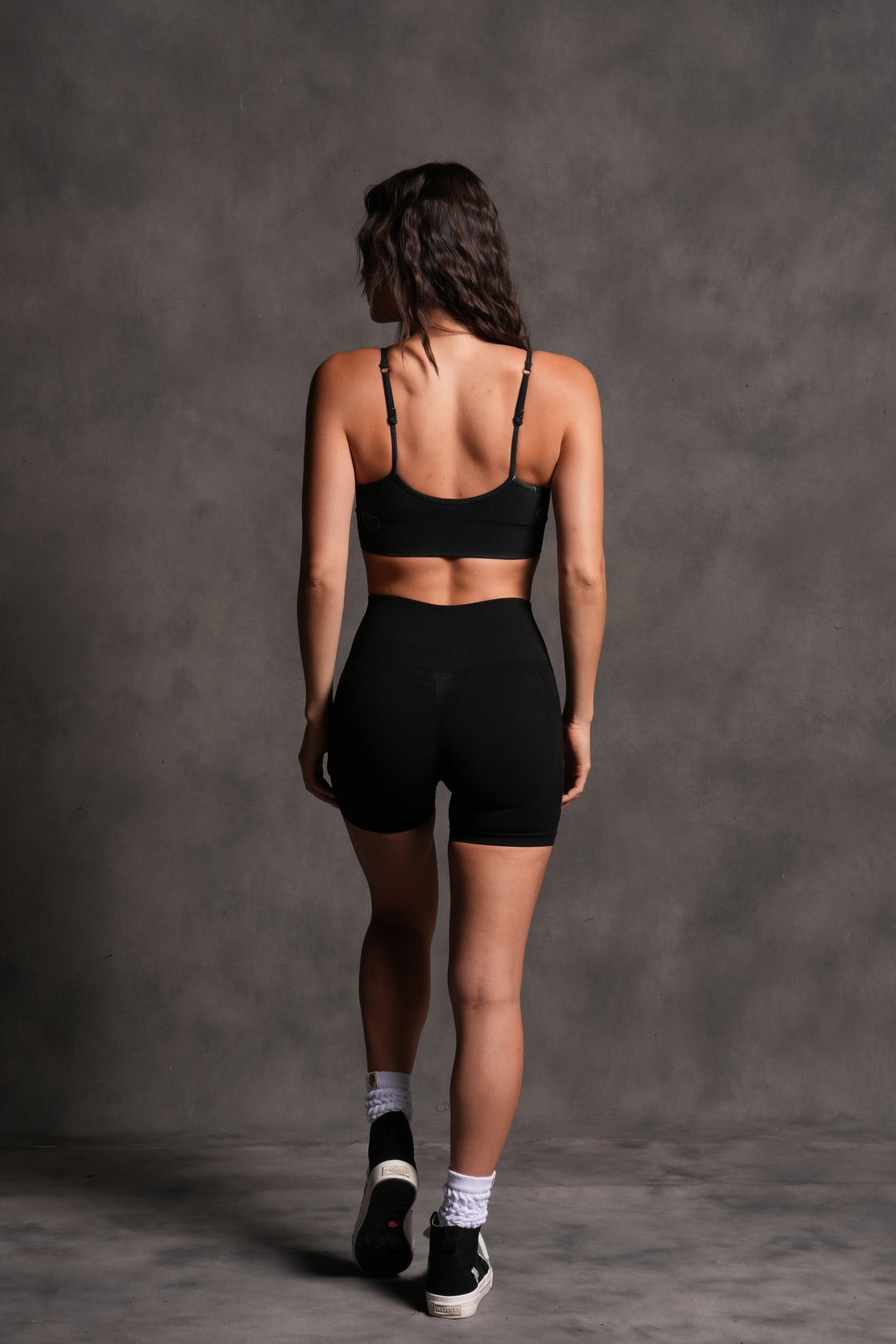 Her Energy "Everson" Seamless Sports Bra in Heart Candy Black