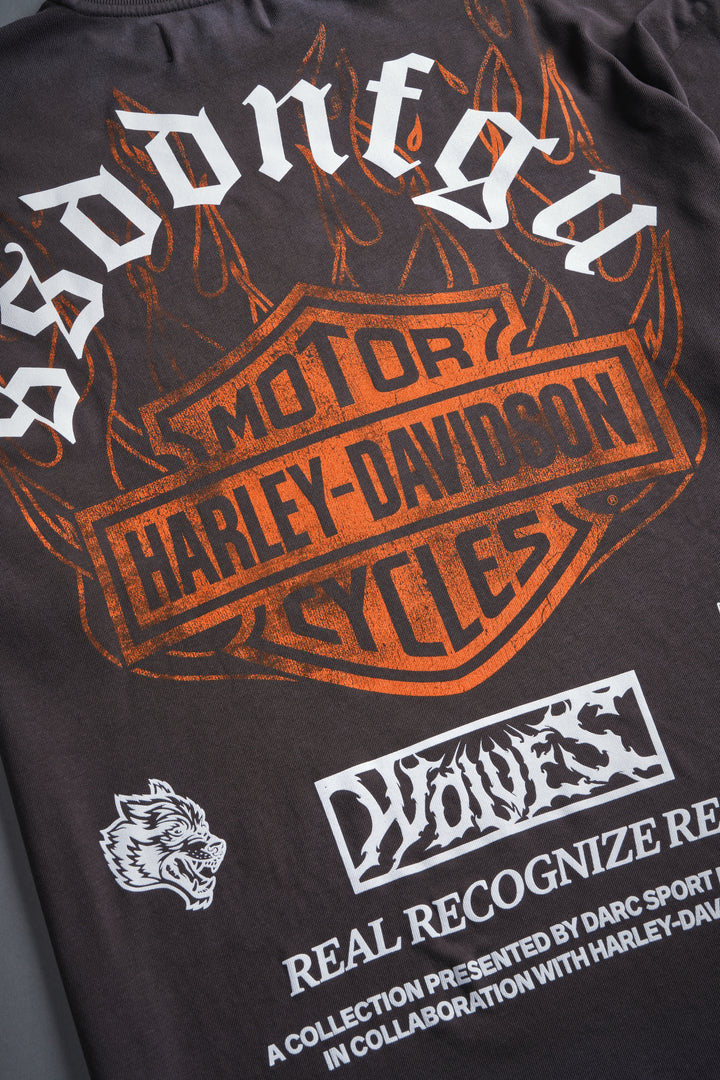 Inferno Wolf "Premium" Oversized Tee in Darc Brown Drift Wash