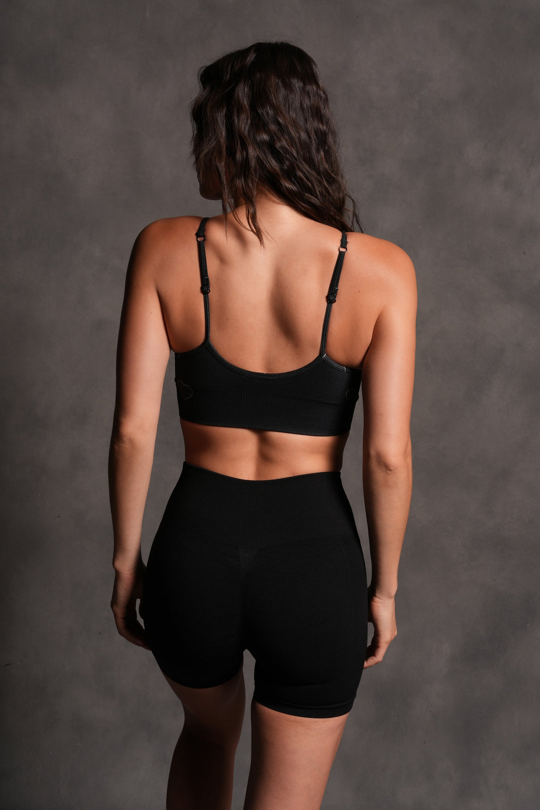 Her Energy "Everson" Seamless Sports Bra in Heart Candy Black