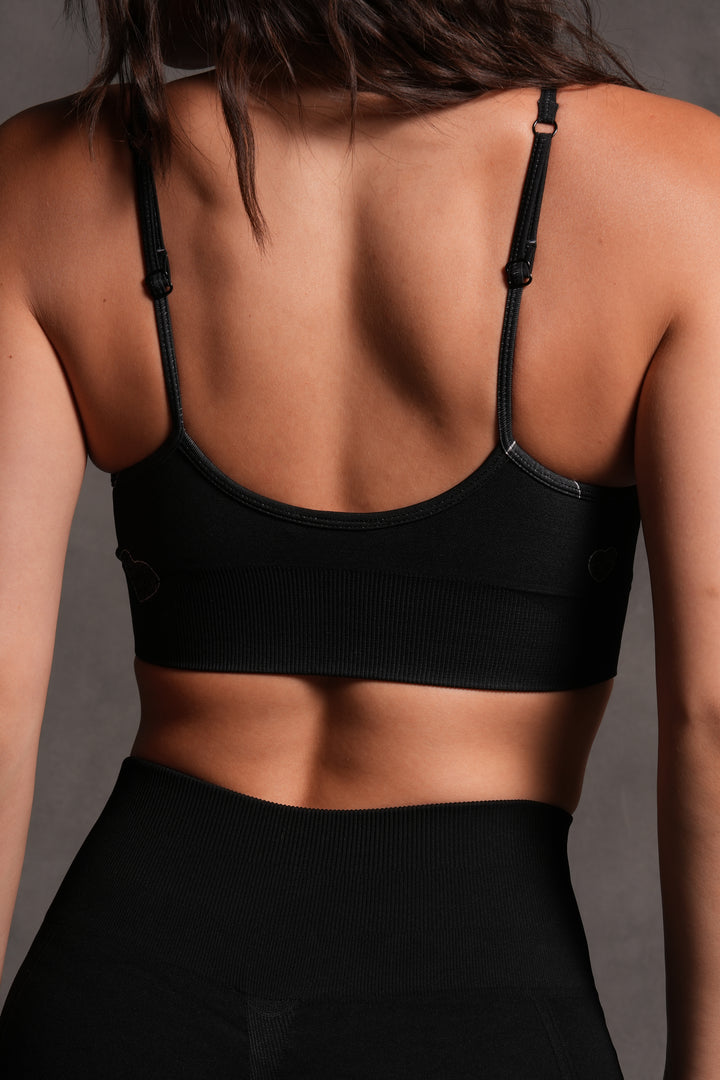 Her Energy "Everson" Seamless Sports Bra in Heart Candy Black