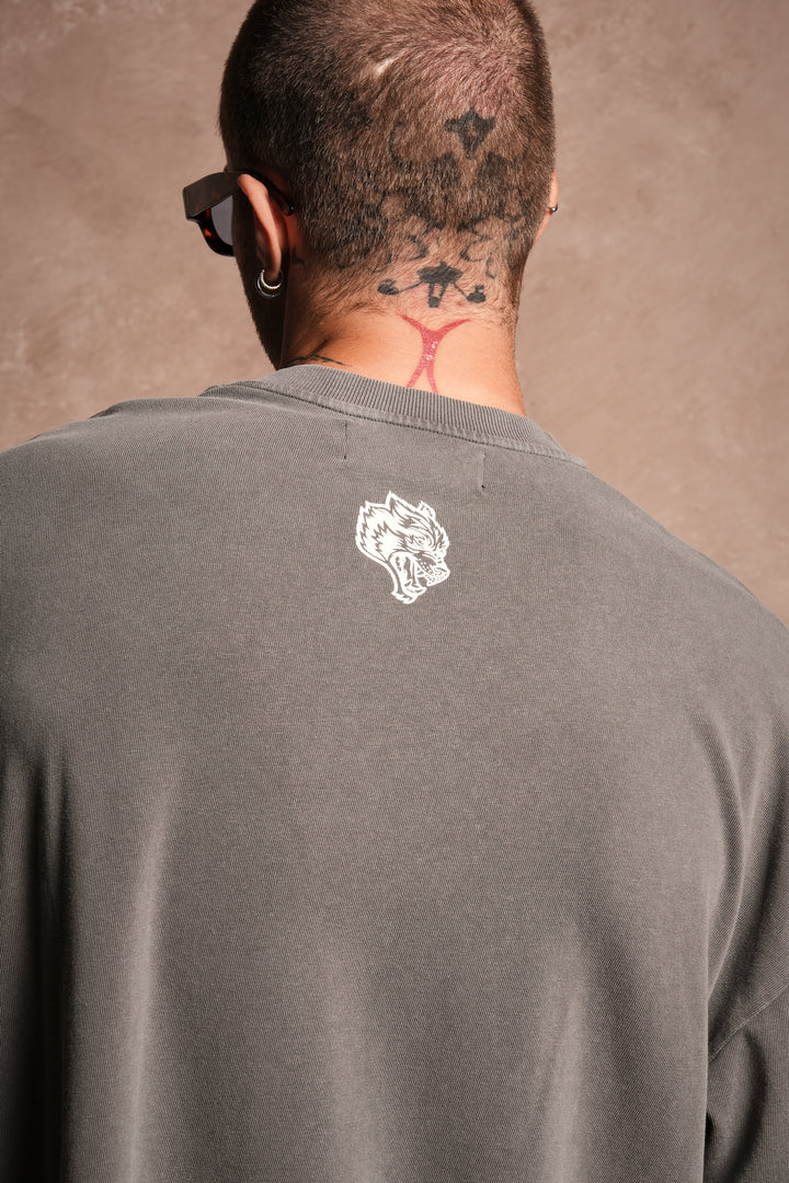 Mickey Mouse Hesh Premium Raw Hem Box Cut Tee in Slate Gray