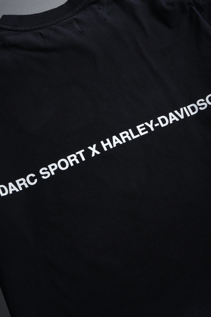 Born From Fire Distressed Grunge Mid-Length Raw Hem Tee in Black Drift Wash