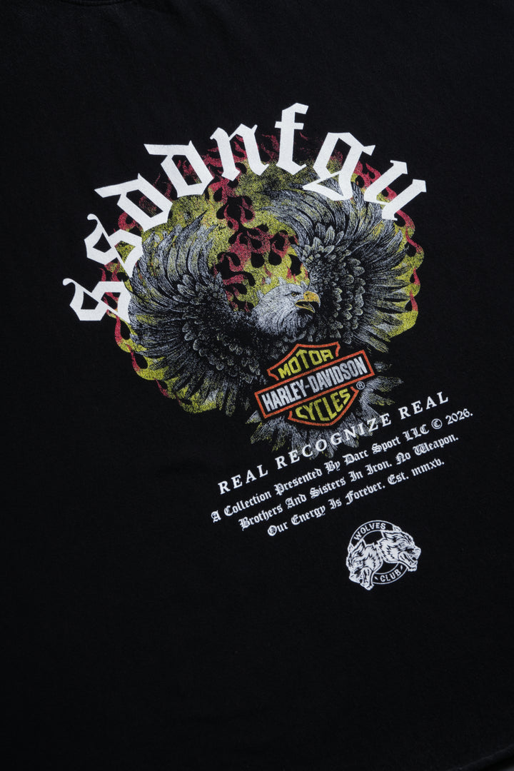 Wings of Fire Grunge Cut-Off Tee in Black