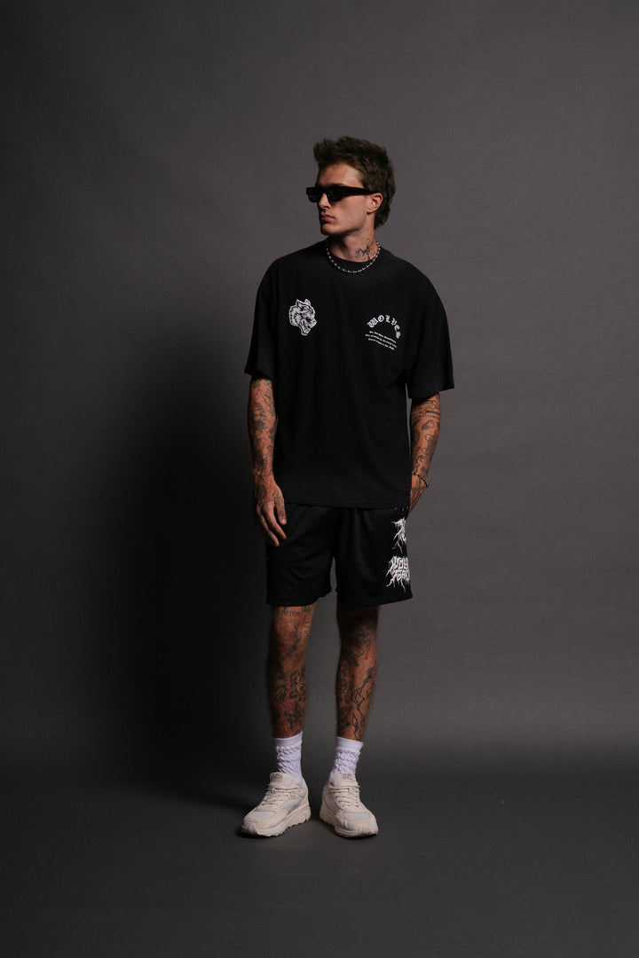 The Last Laugh "Premium" Oversized Tee in Black Drift Wash