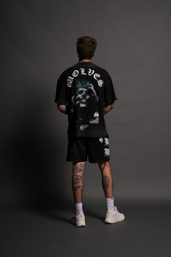 The Last Laugh "Premium" Oversized Tee in Black Drift Wash