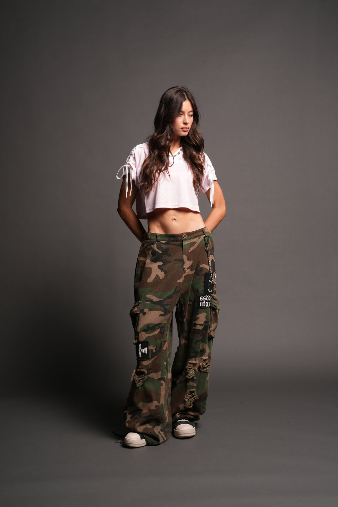 Wolf Pyramid She Laced Crop Jersey Top In Blush Pink