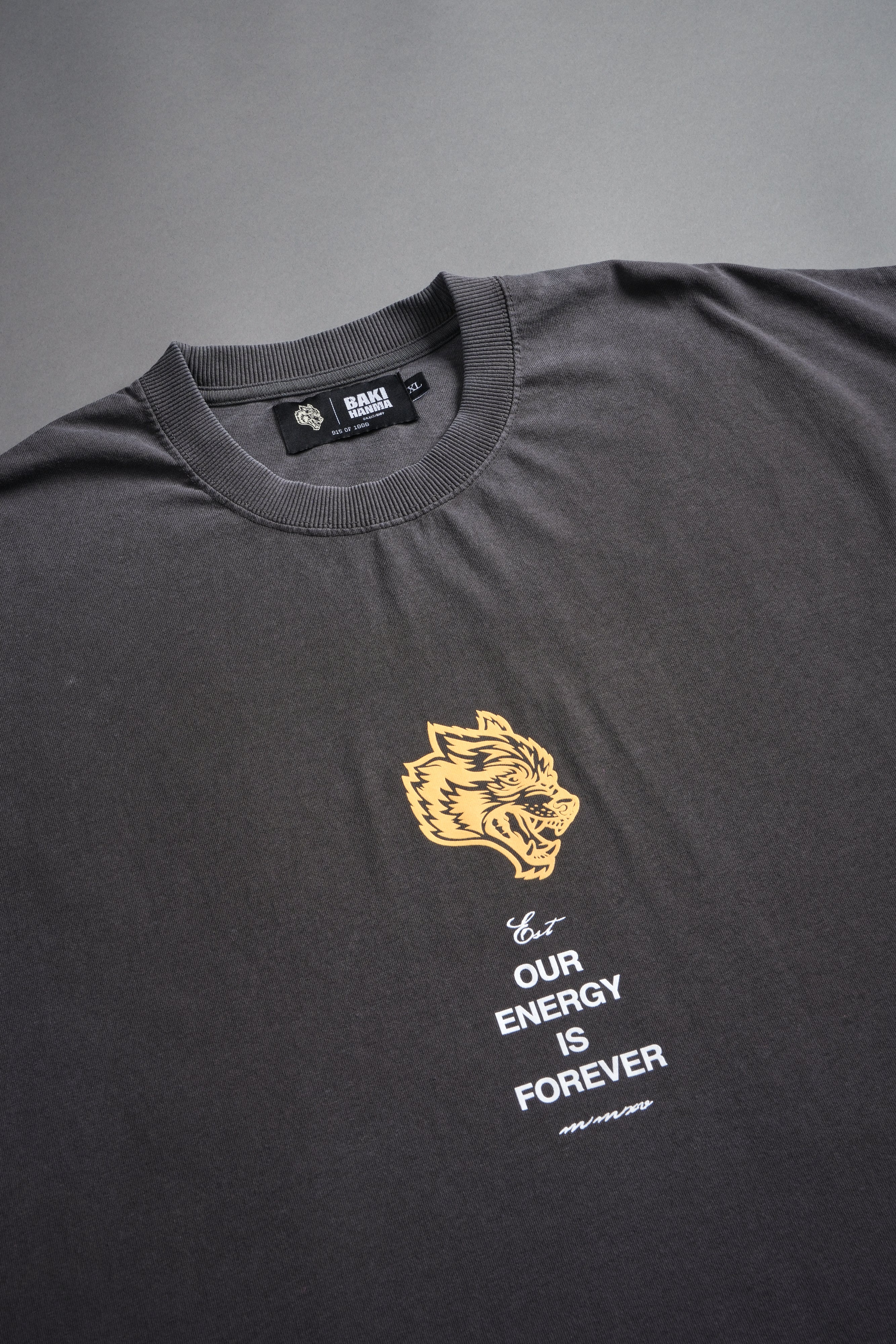 Hanma Legacy Grunge Cut-Off Tee in Wolf Gray