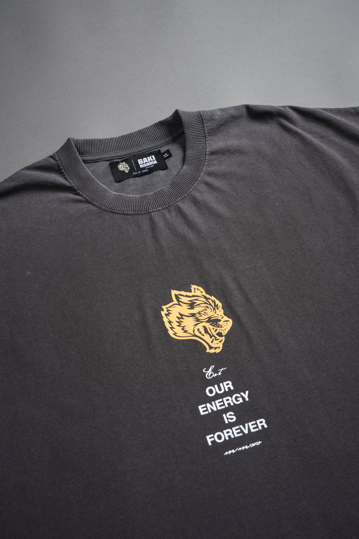 Hanma Legacy Grunge Cut-Off Tee in Wolf Gray