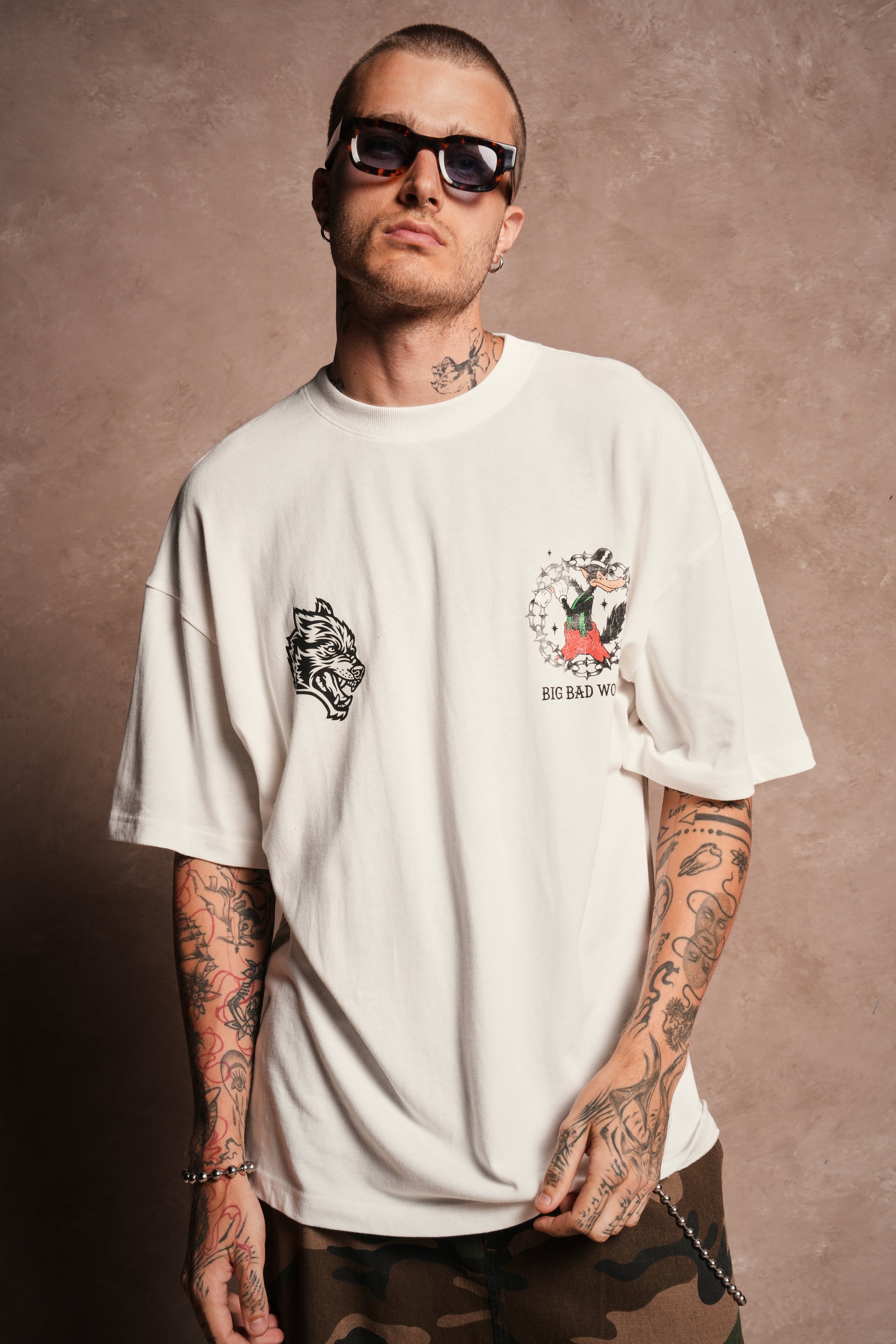 Big Bad Wolf Forever Premium Oversized Tee in Cream
