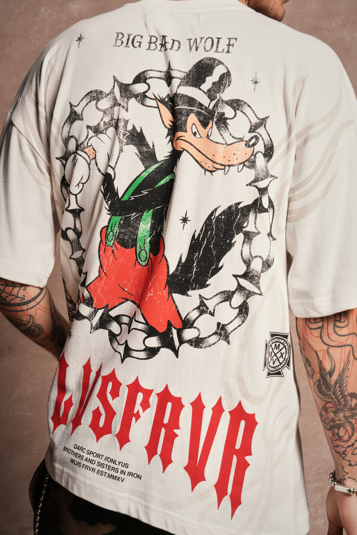 Big Bad Wolf Forever Premium Oversized Tee in Cream