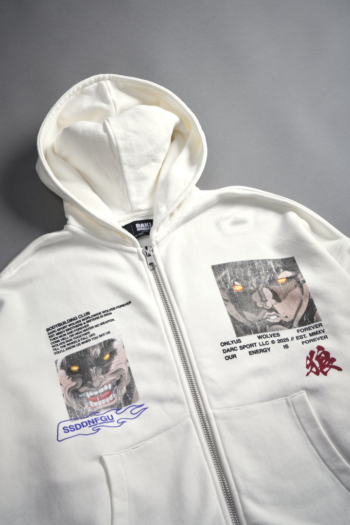 Hanma Legacy Darco Double Zip Hoodie in Cream