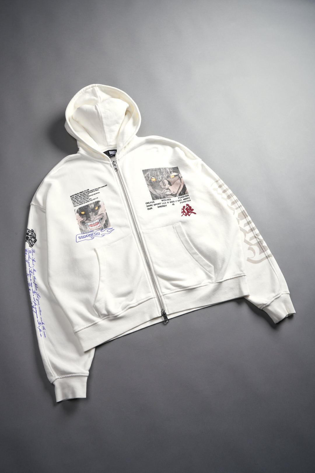 Hanma Legacy Darco Double Zip Hoodie in Cream