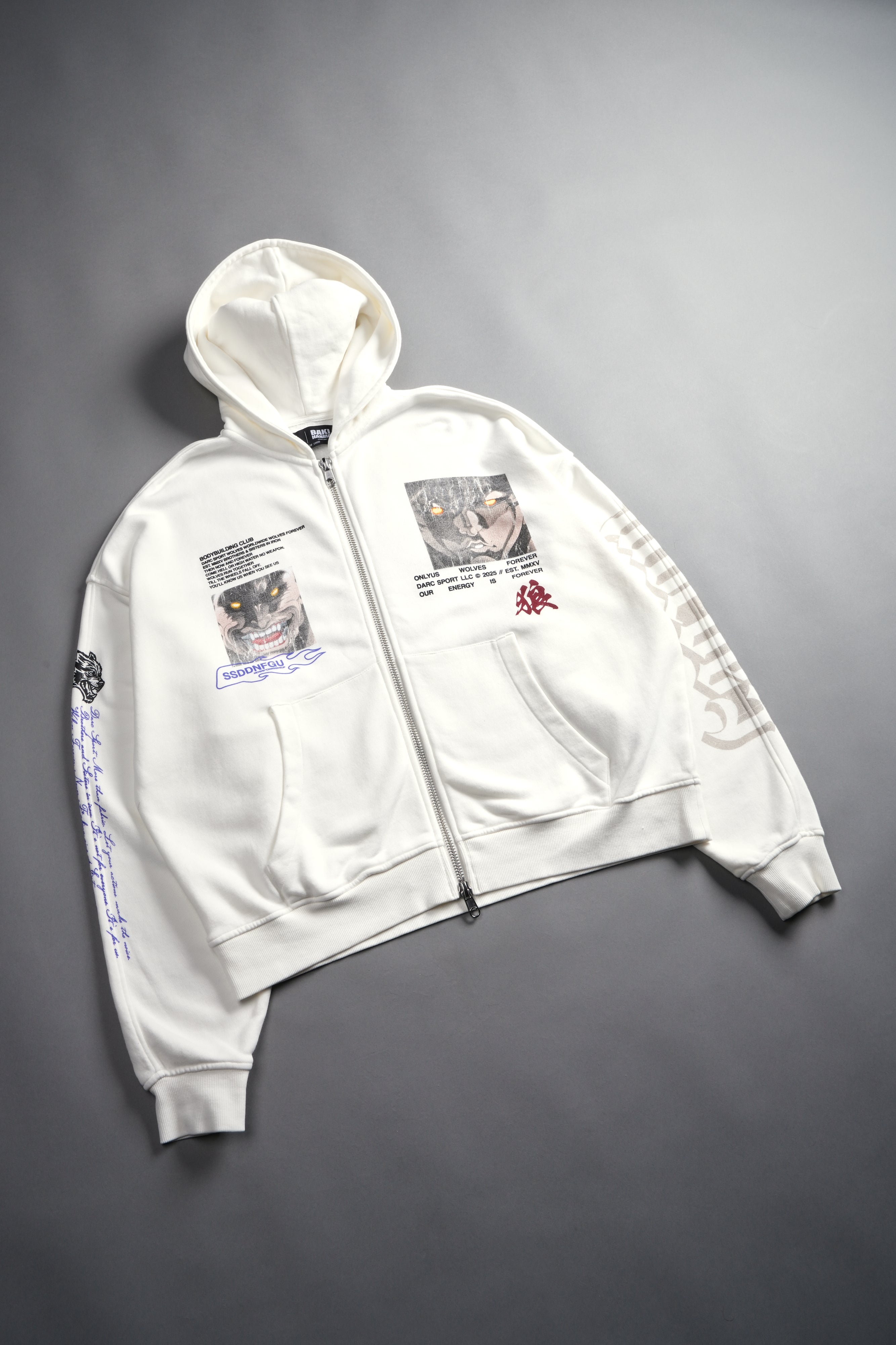 Hanma Legacy Darco Double Zip Hoodie in Cream