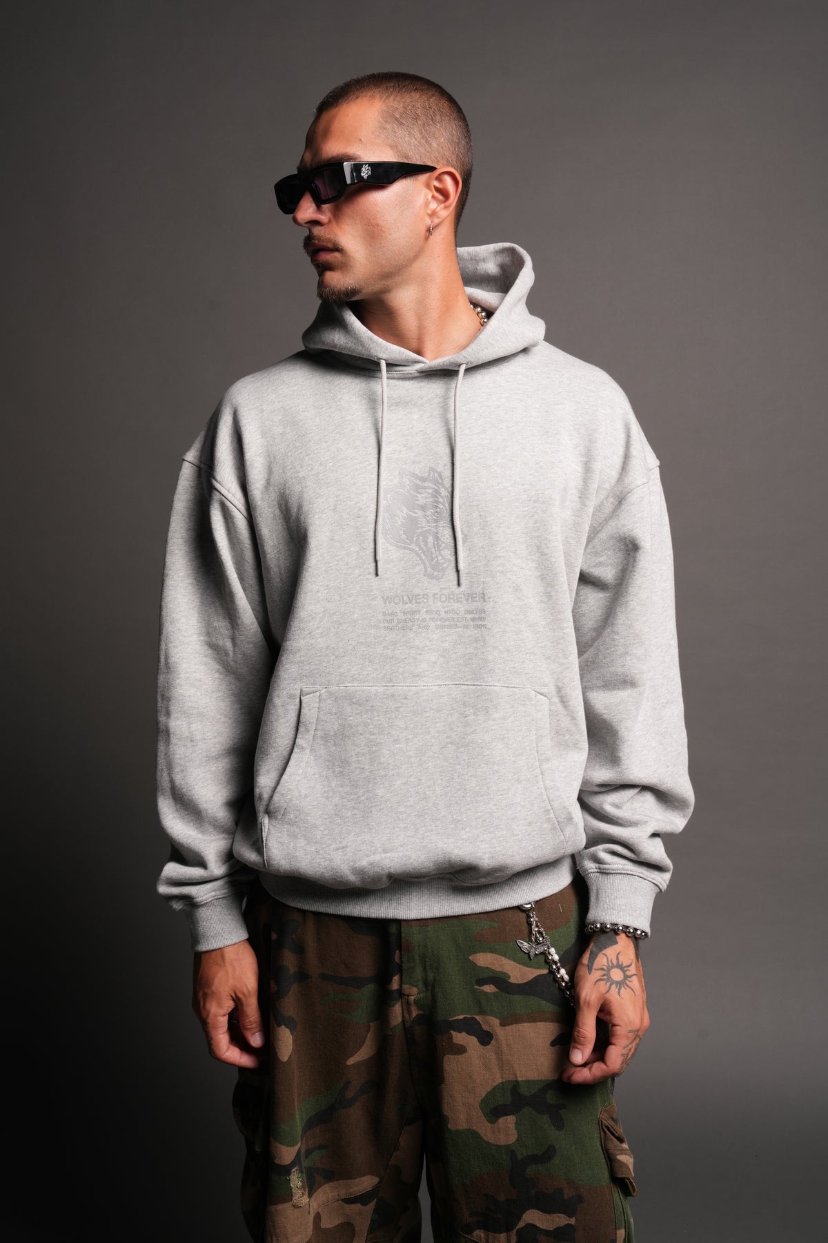 Wolves Have Your Back Bishop Hoodie In Light Athletic Gray