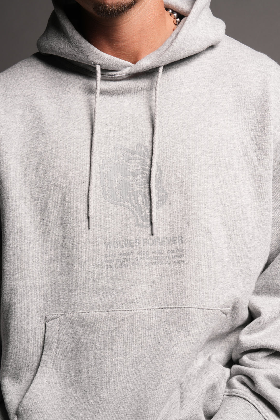 Wolves Have Your Back Bishop Hoodie In Light Athletic Gray