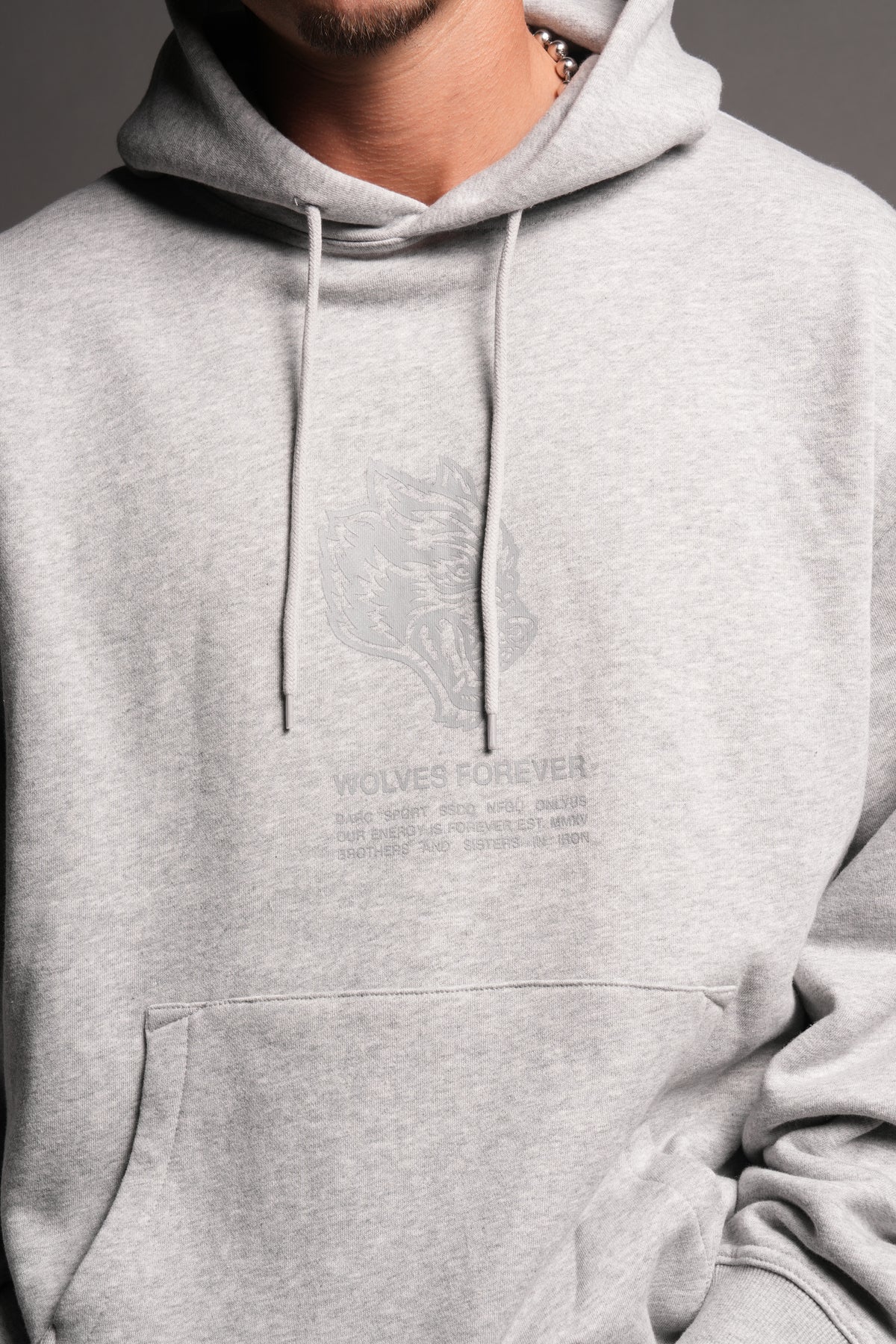 Wolves Have Your Back Bishop Hoodie In Light Athletic Gray