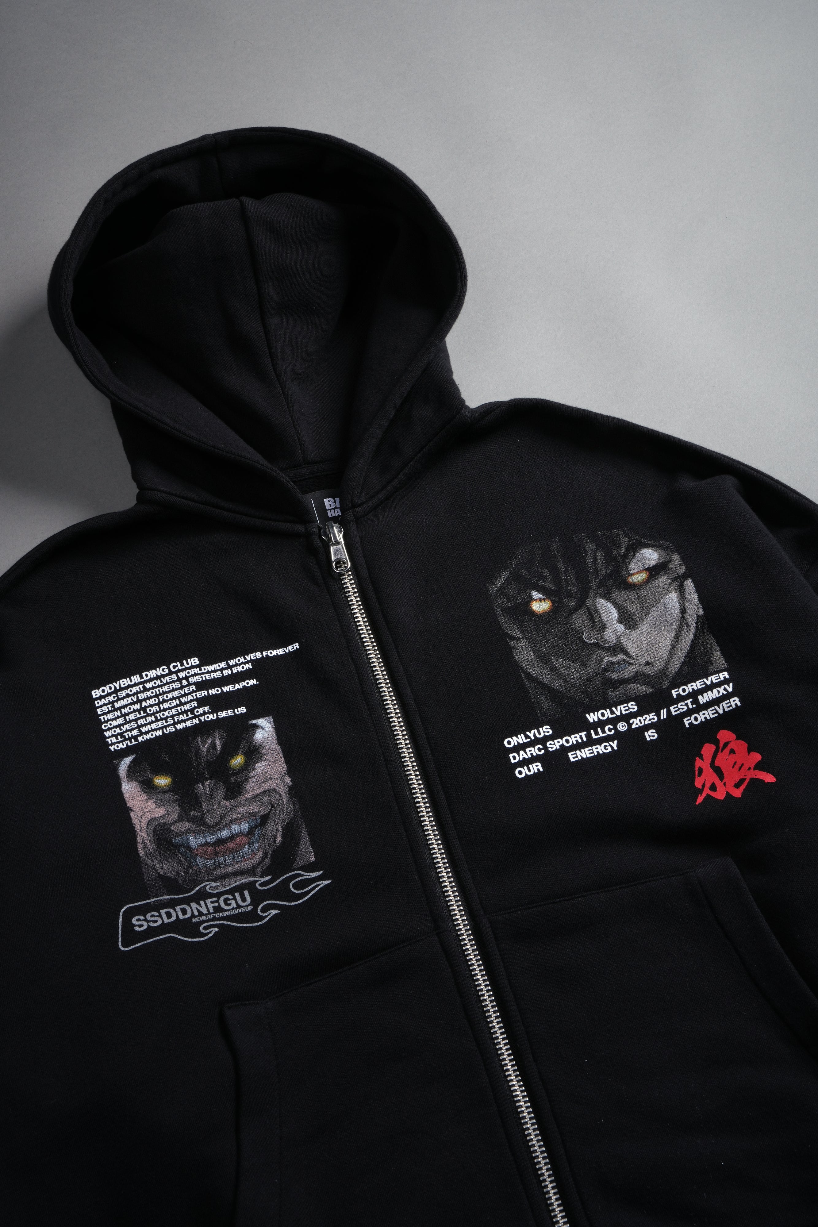 Hanma Legacy Darco Double Zip Hoodie in Black