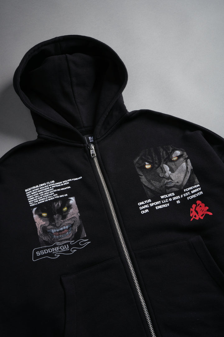 Hanma Legacy Darco Double Zip Hoodie in Black