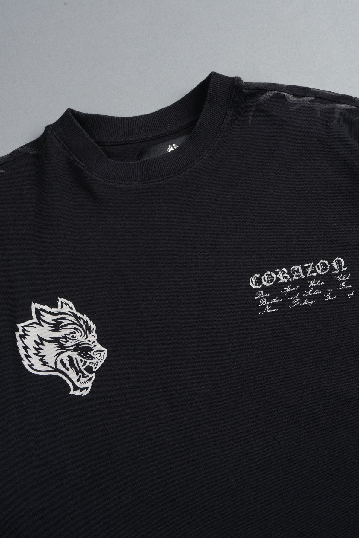 Angelito Muerto Premium Raw Hem Box Cut Tee In Black