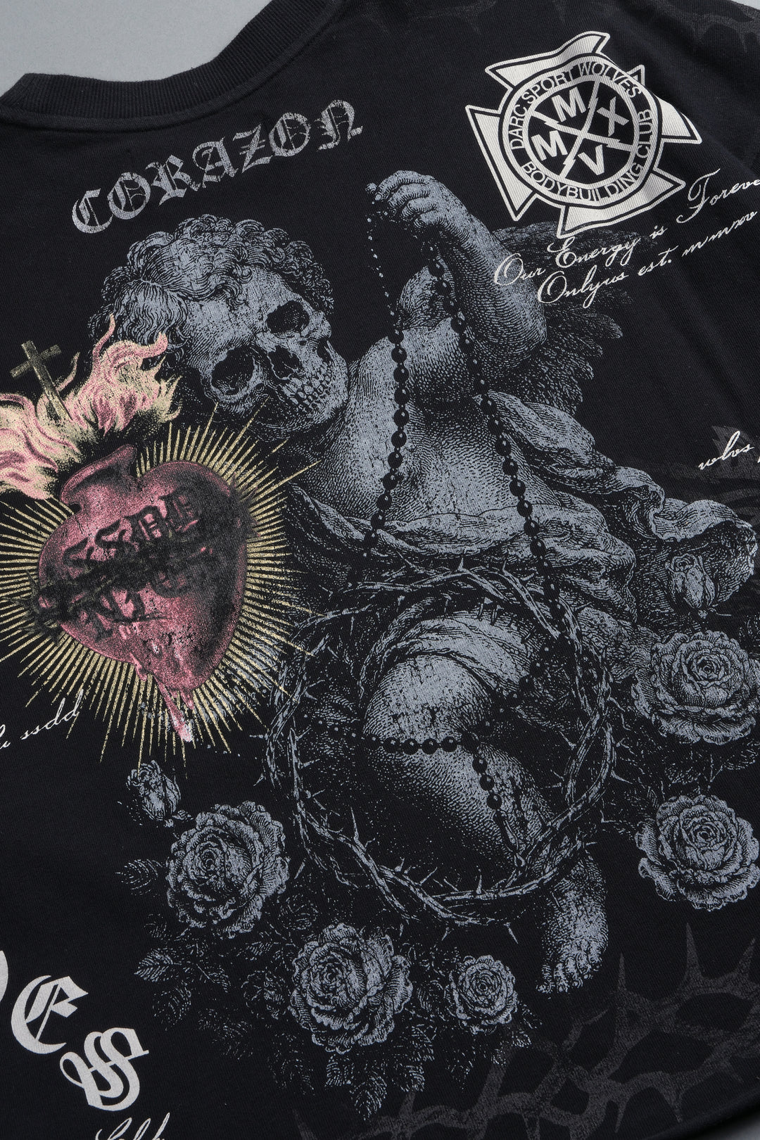 Angelito Muerto Premium Raw Hem Box Cut Tee In Black