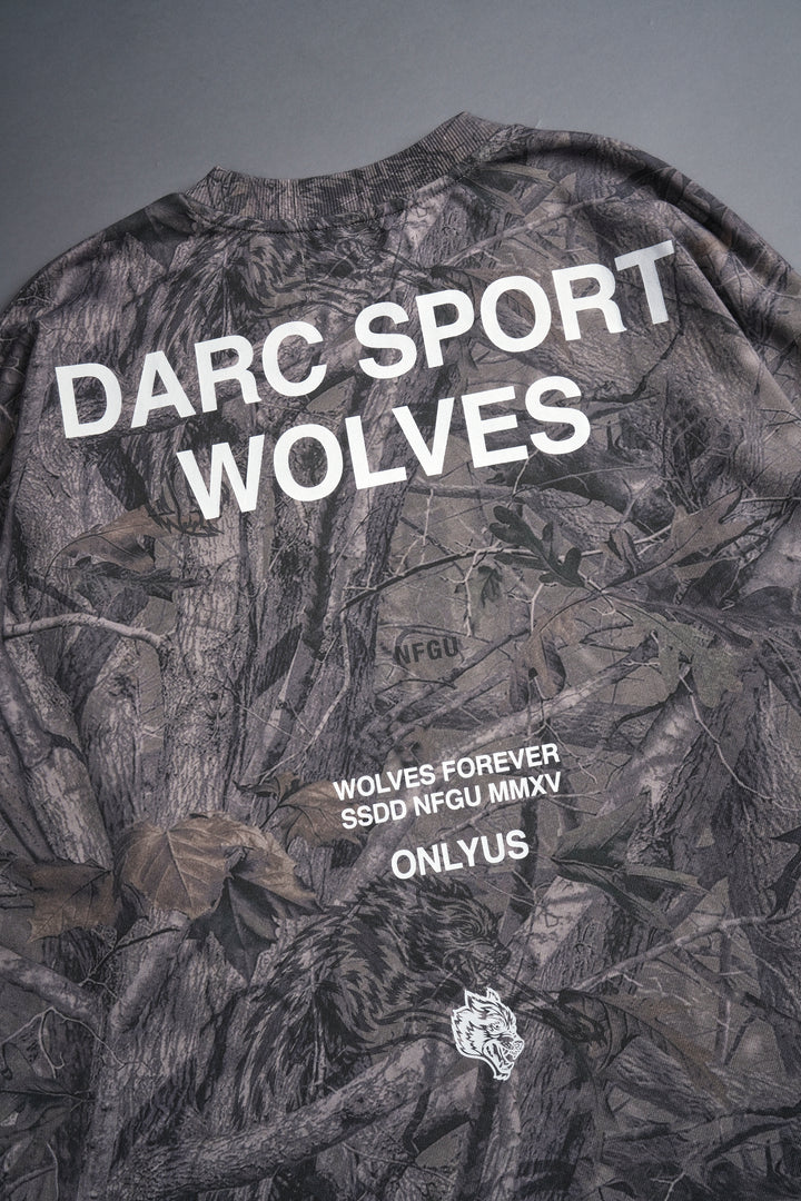 Darc Sport Wolves "Premium" Oversized Tee in Driftwood Wolf Forest Camo