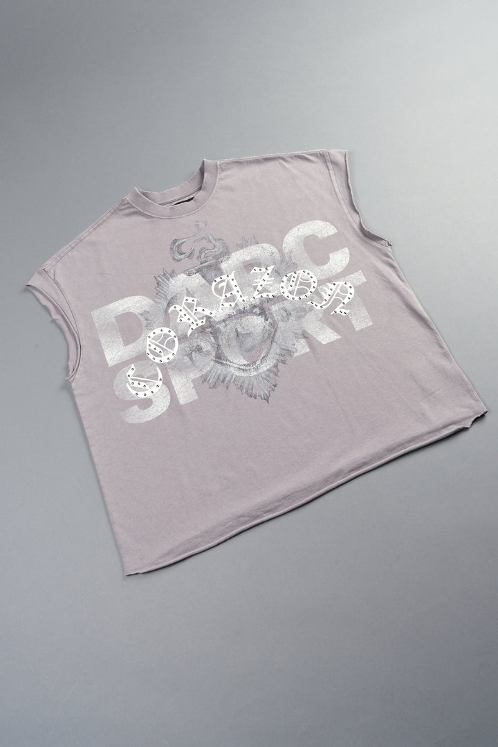 Ds Corazon Grunge Cut-Off Tee In Pale Gray