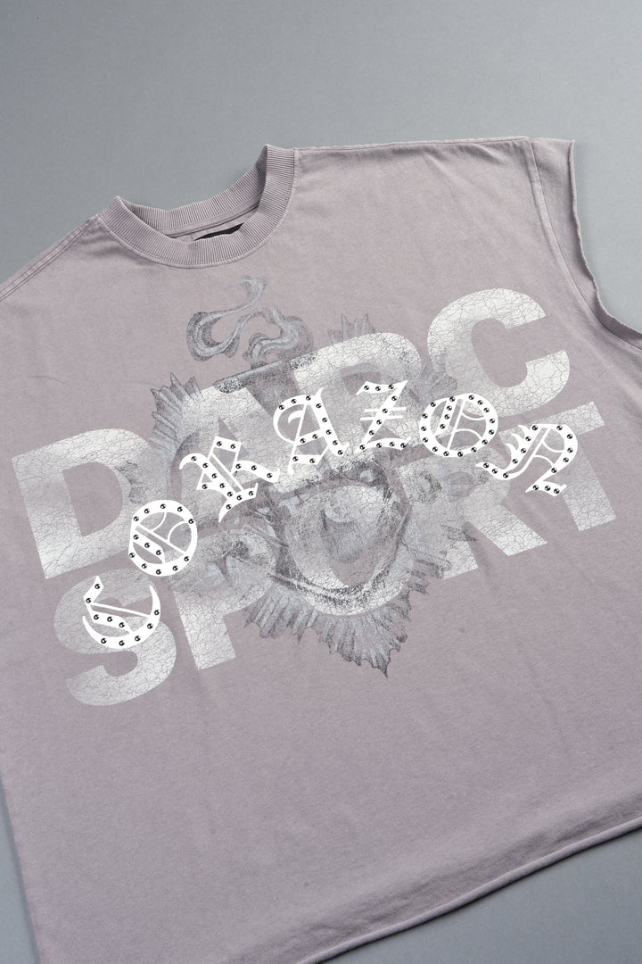 Ds Corazon Grunge Cut-Off Tee In Pale Gray