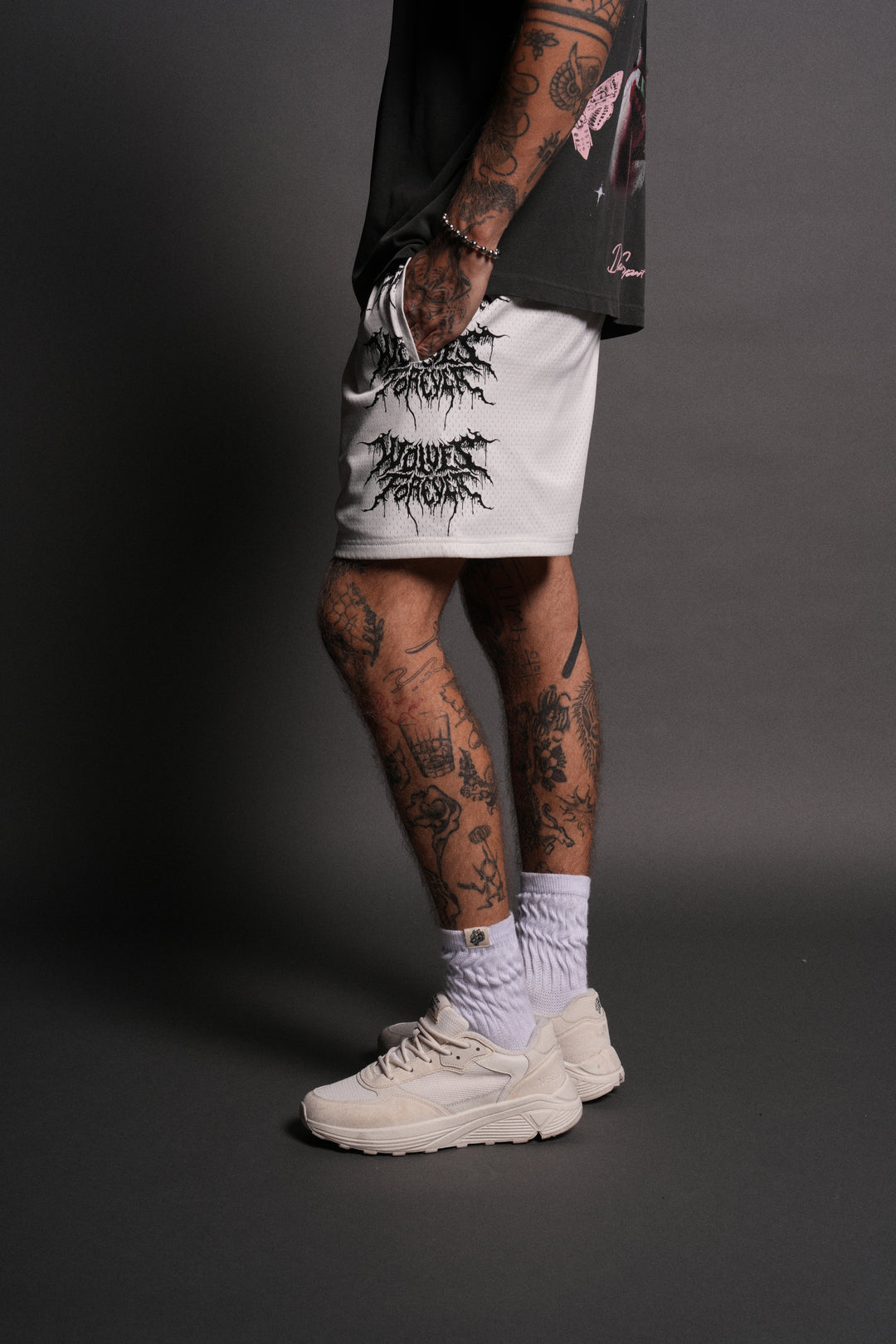 Shadow Mesh Shorts in Cream