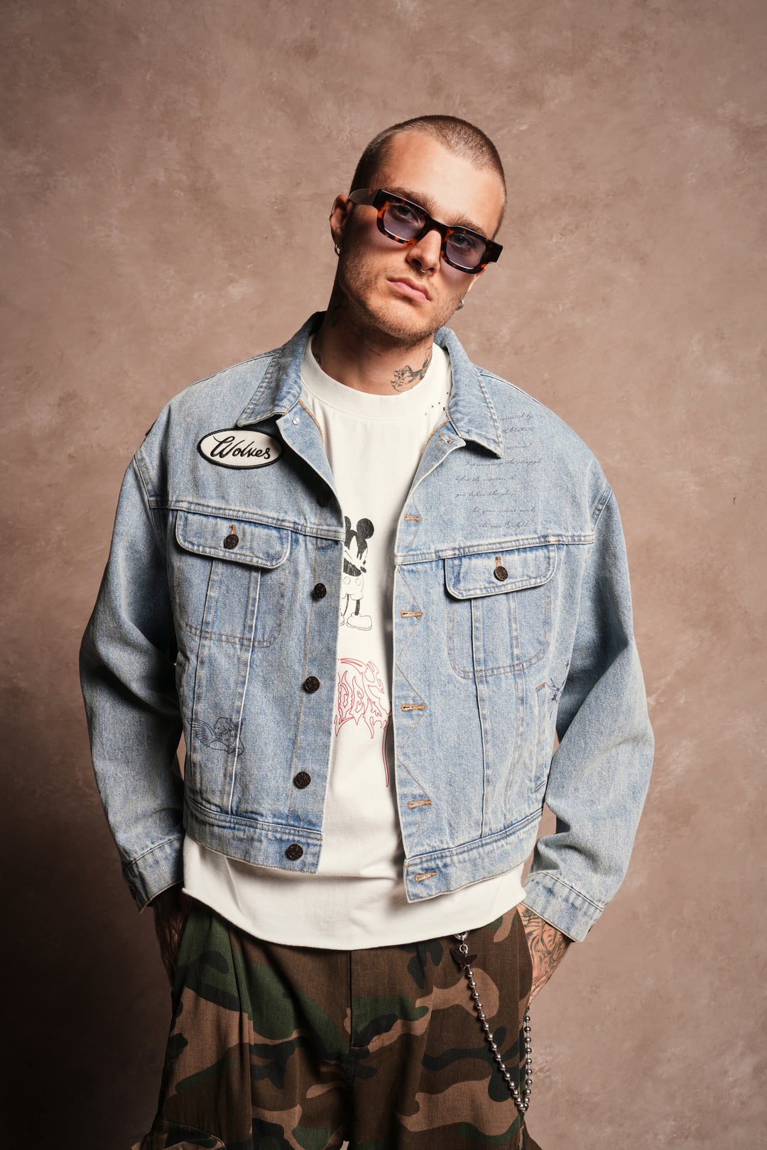 Mickey Flash Cropped American Denim Jacket in Light Wash