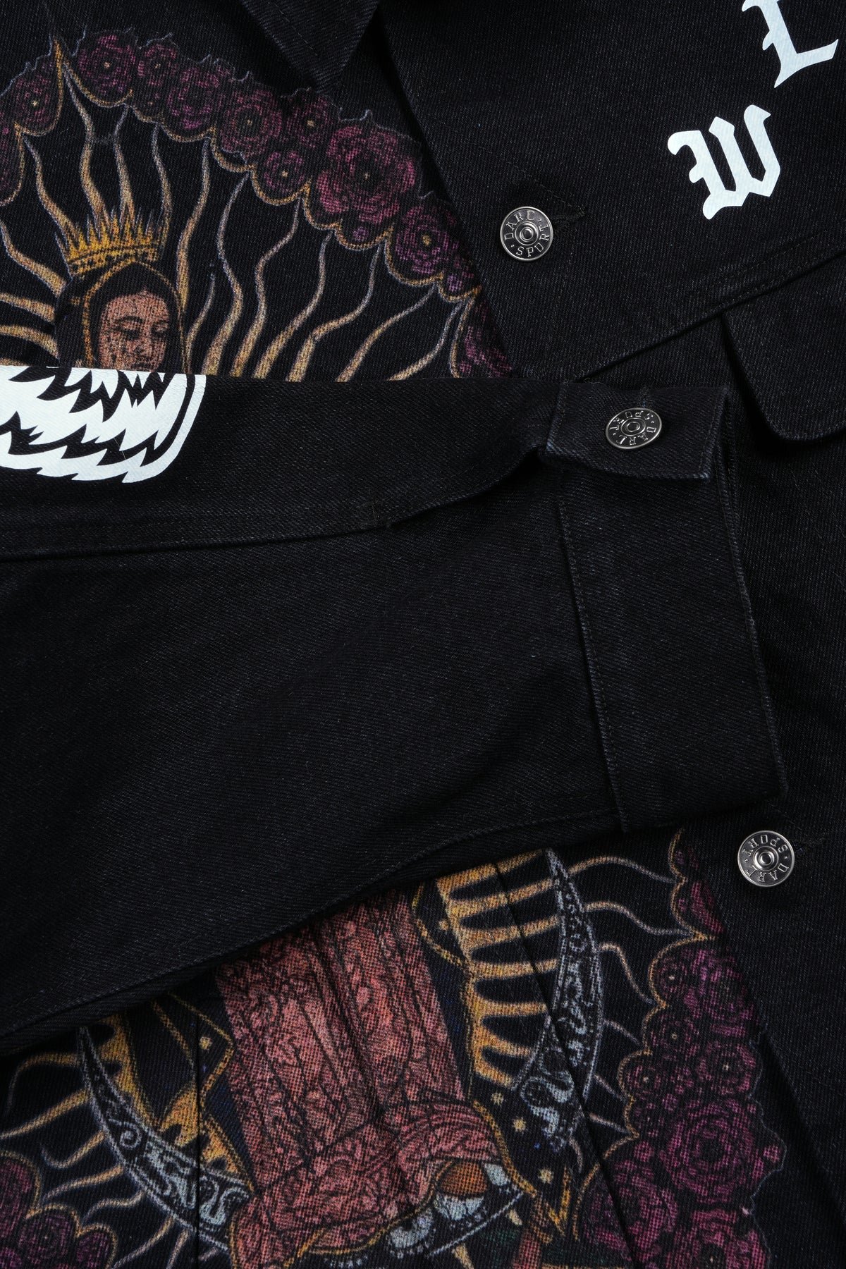 Nuestra Senora Cropped American Denim Jacket In Black
