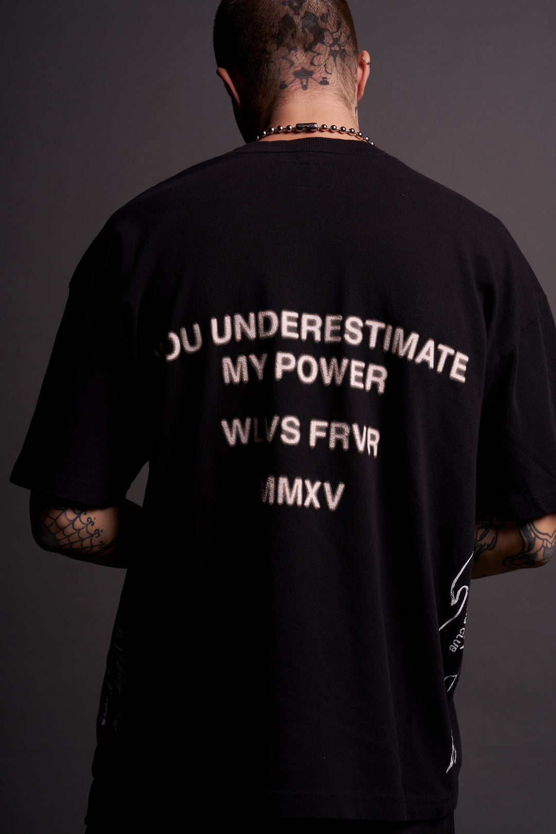 Broken "Side By Side" Oversized Tee in Black