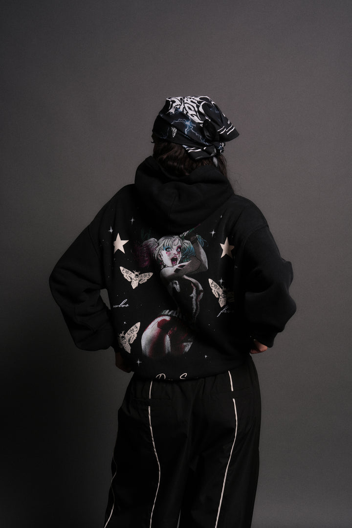 She's a Star Unisex "Pierce" Hoodie in Black Drift Wash