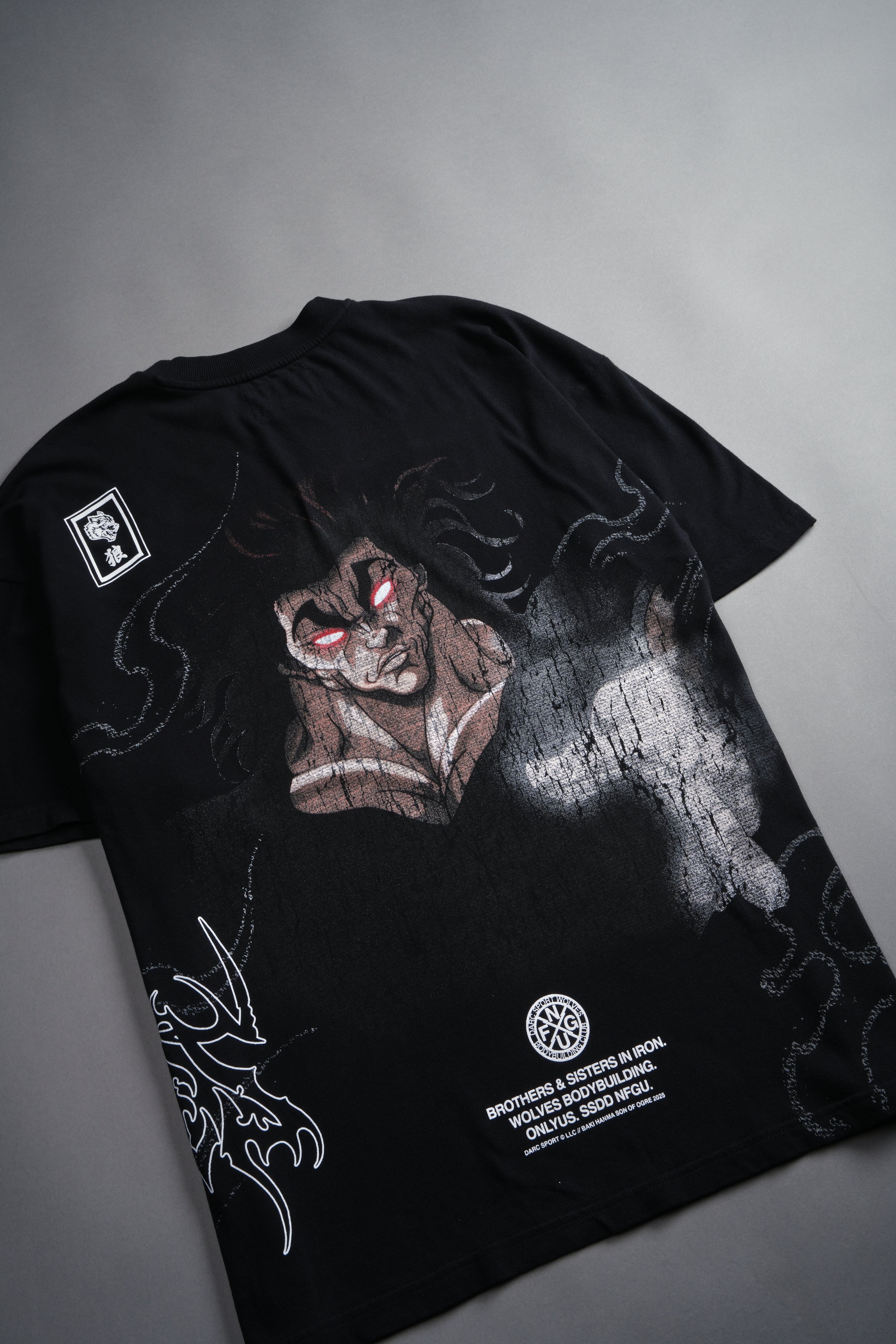 Yujiro Hanma "Side By Side" Series Premium Oversized Tee in Black
