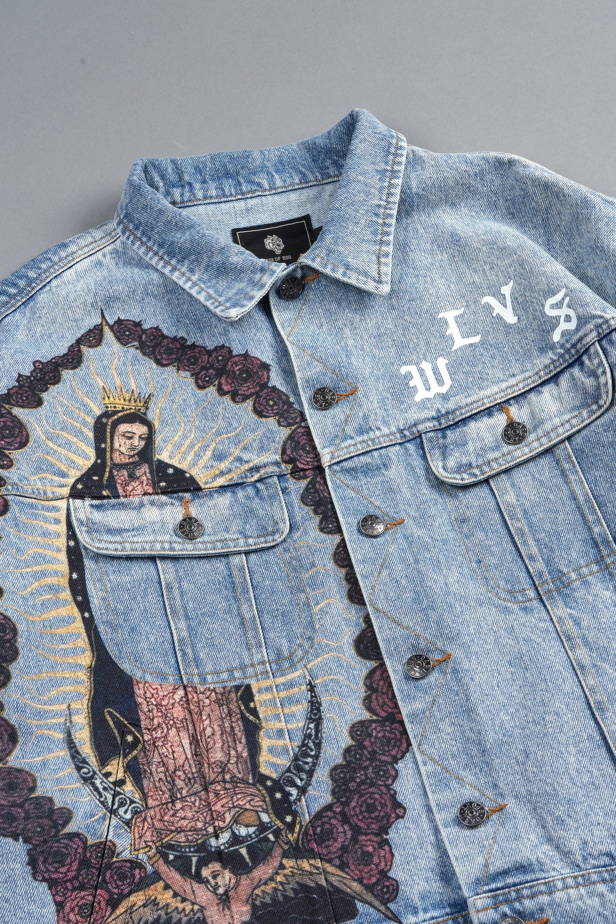 Nuestra Senora Cropped American Denim Jacket In Light Wash