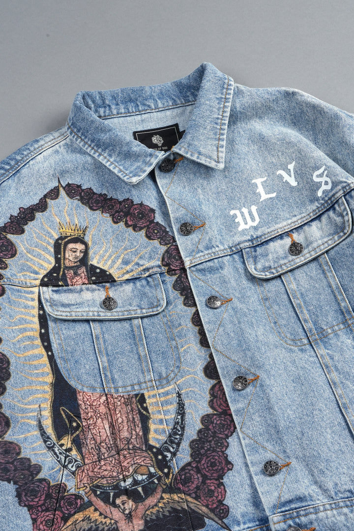 Nuestra Senora Cropped American Denim Jacket In Light Wash