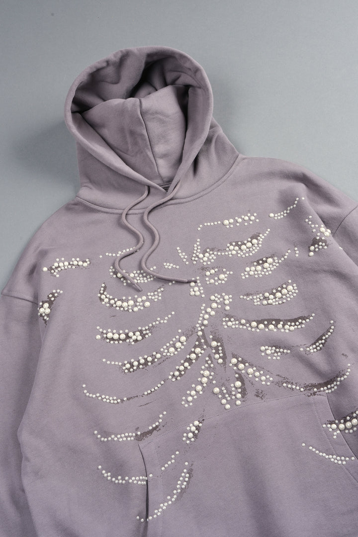 Bone Cage Bishop Hoodie In Pale Gray
