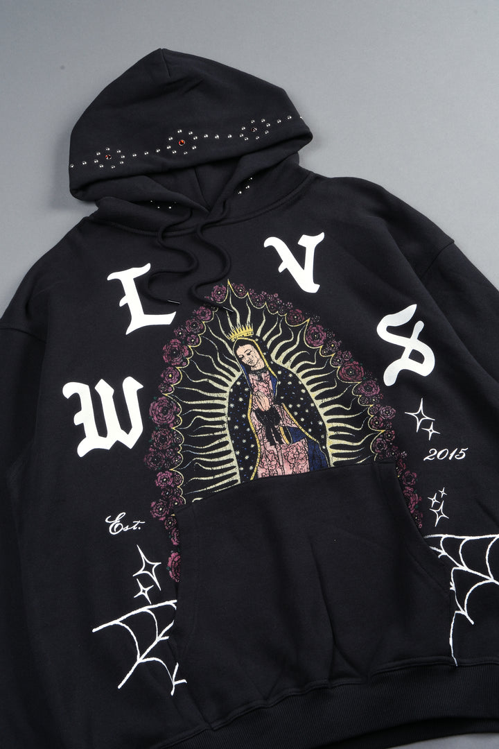 Dama De Las Rosas Bishop Hoodie In Black