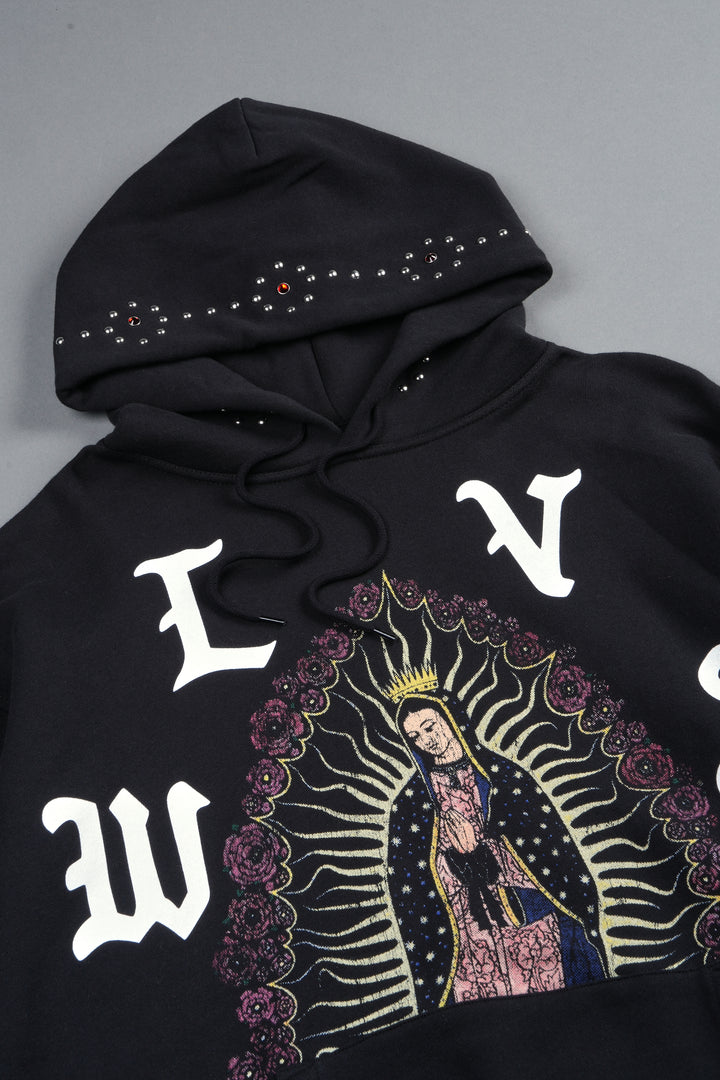 Dama De Las Rosas Bishop Hoodie In Black