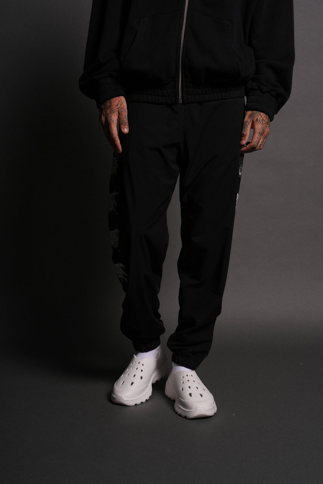 Shadow Hybrid Nylon Track Pants in Black