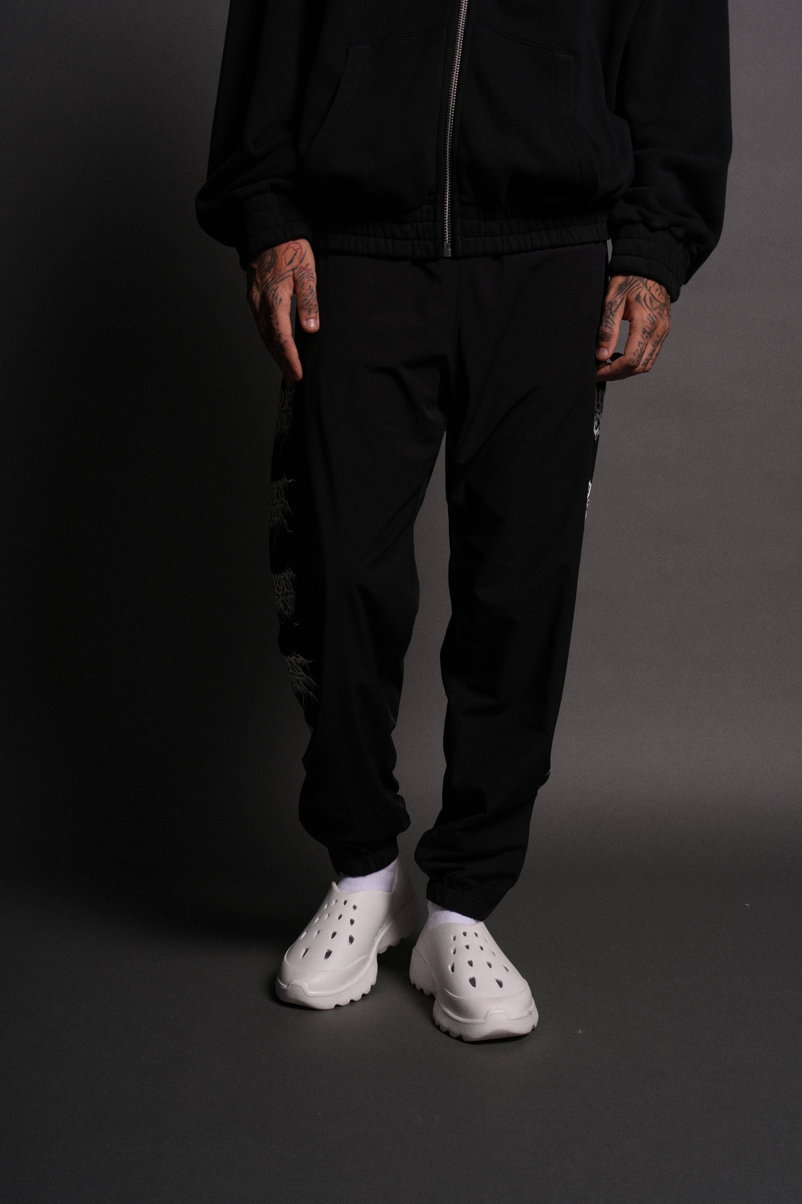Shadow Hybrid Nylon Track Pants in Black